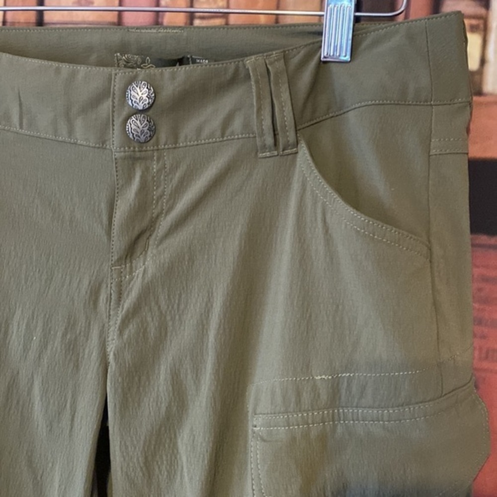 prAna Convertible Hiking Cargo Pants Zip Off Roll Tab Olive Size 4